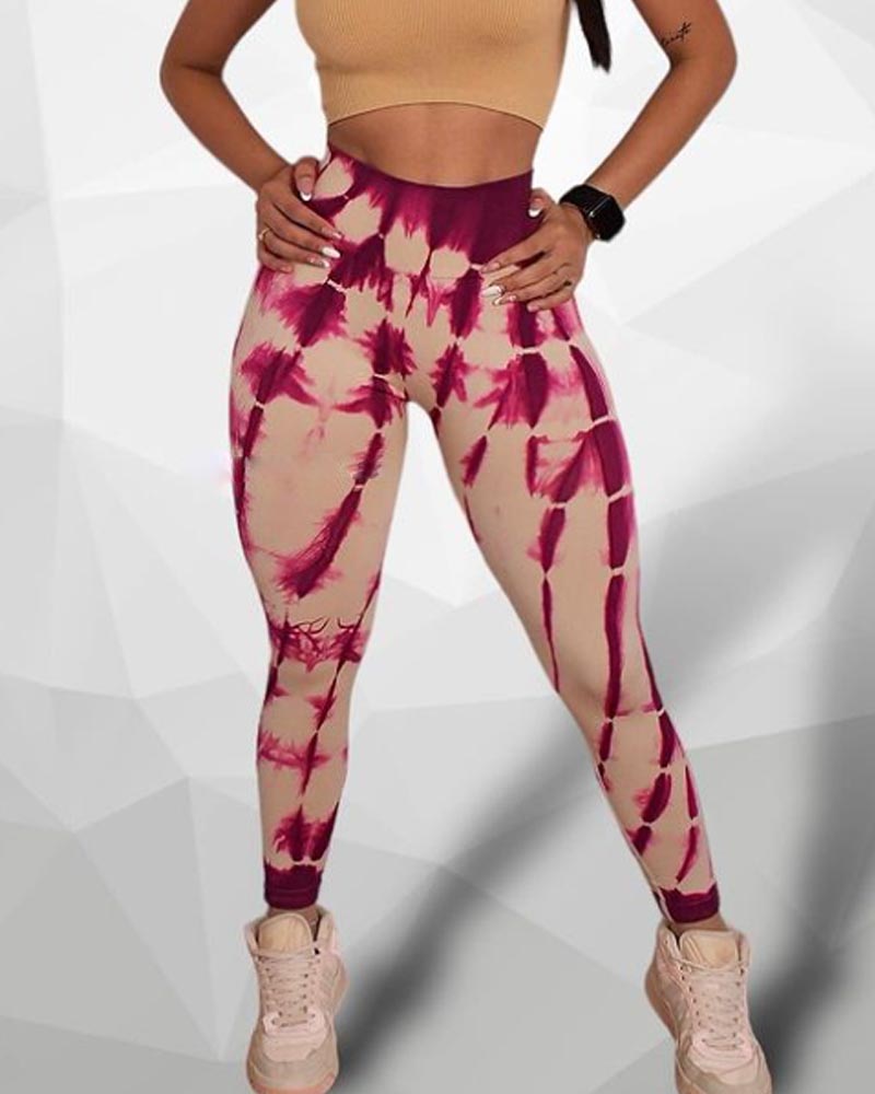 Tie Dye Peach Butt Yoga Hose Sport Leggings