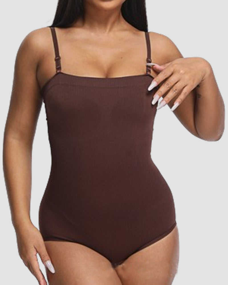 Damen Camisole Tube-Top Bauchweg Bodysuit mit abnehmbaren Schulterriemen