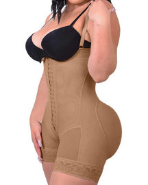 Bauchkontrolle Body Shaper Po-Lifter Oberschenkel Schlanker Faja Plus Shapewear mit Reißverschluss im Schritt