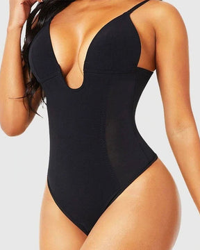 Damen Tiefem V-Ausschnitt Shapewear U-förmigem Rücken Nahtloser Tanga Bodysuit