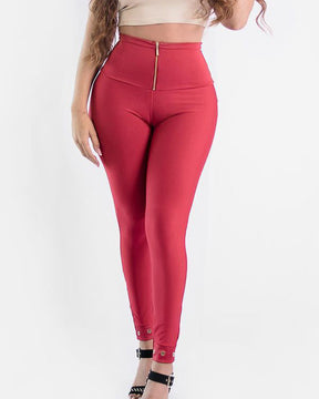 Hohe Taille Bauchweg Po-Lifting Leggings Bequeme Stretch Skinny Hose mit Reißverschluss