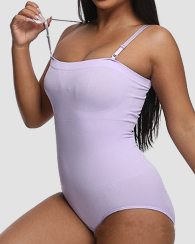 Damen Camisole Tube-Top Bauchweg Bodysuit mit abnehmbaren Schulterriemen