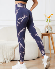 Nahtlose Batik Leggings für Damen Hohe Taille Bauchkontrolle Fitness Yoga Hose