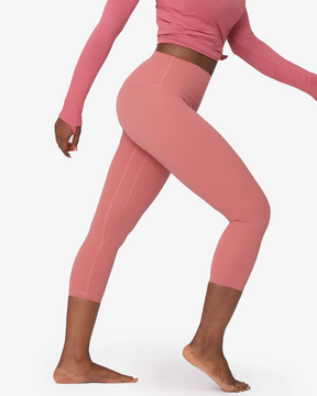 Nackte verkürzte Yoga Leggings mit hoher Taille und Hüfthöhe