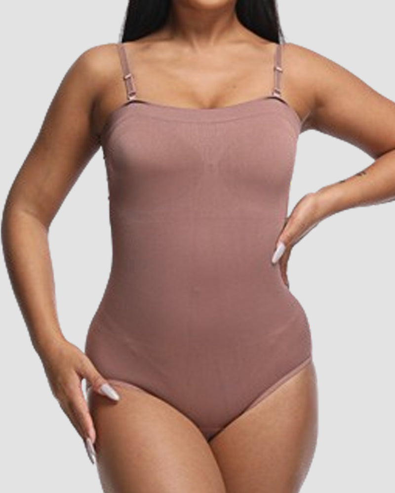 Damen Camisole Tube-Top Bauchweg Bodysuit mit abnehmbaren Schulterriemen