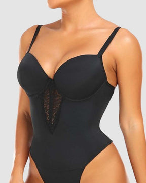 Rückenfreier Push Up BH Taille Abnehmen Po-Lifter Tanga Shapewear Bodysuit