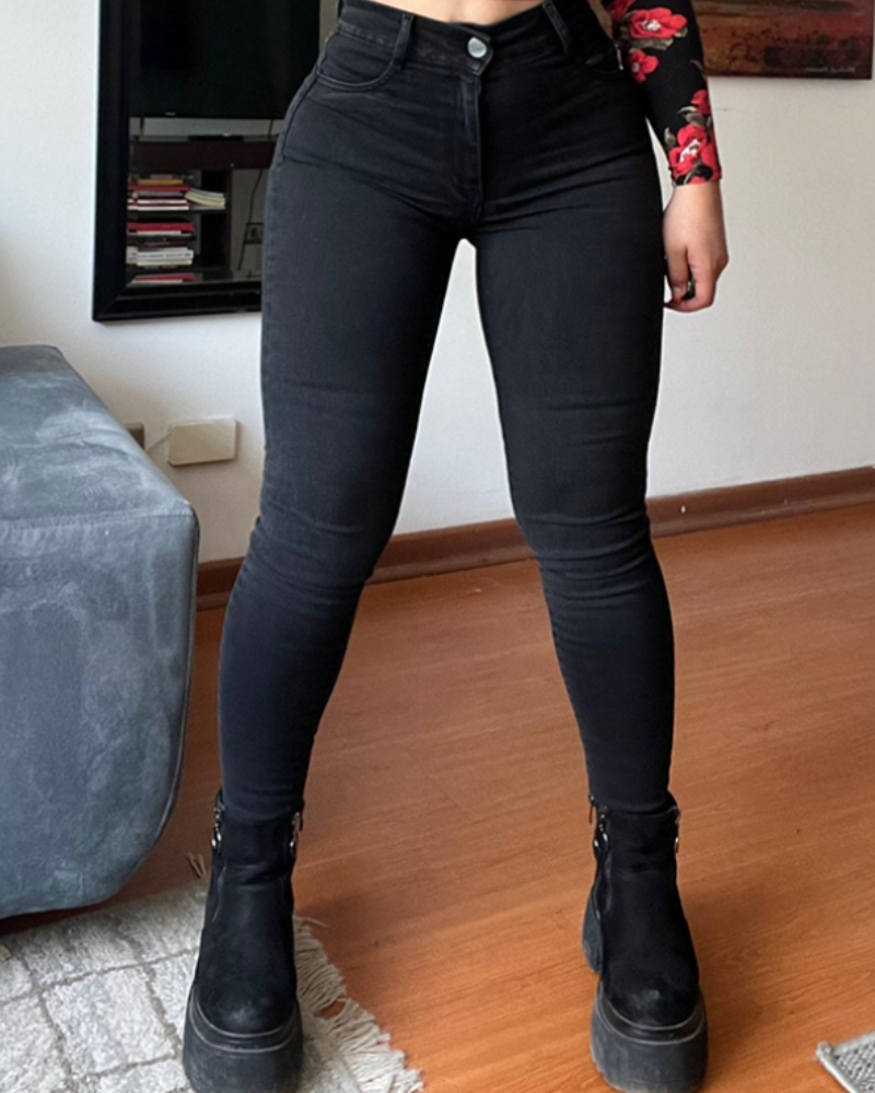 Klassische Stretch Hoher Taille Po-Lifter Skinny Jeans