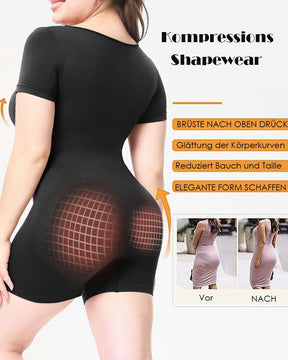 Kurzarm Rundhalsausschnitt Jumpsuit Bauchweg Nahtloser Po-Lift Body Shaper