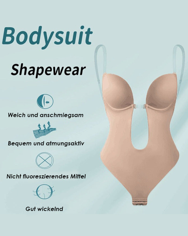 Shapewear für Damen Übergröße rückenfrei integrierter BH Körperformer nahtlos offener Schritt