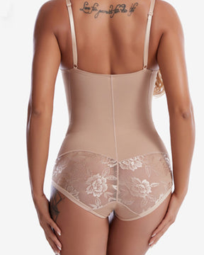 Ärmellose Einteilige Shapewear Bodys mit Spitzen Patchwork