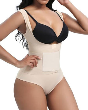 Damen Tiefem Rücken Bauchweg Tanga Bodysuit Shapewear mit  Verstärktem Gürtel