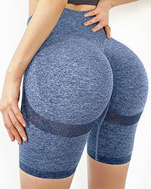 Damen Hohe Taille Bauchweg Leggings Stretch Scrunch-Po Fitness Yoga Shorts