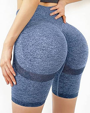 Damen Hohe Taille Bauchweg Leggings Stretch Scrunch-Po Fitness Yoga Shorts