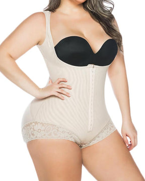 Damen-Bodysuit mit offener Brust und Bauchkontrolle Spitze Shapewear