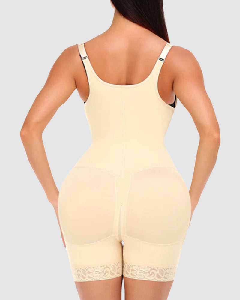 Mid-Thigh Bauchkontrolle Po-Lifting Reißverschluss Ganzkörper Shapewear Body