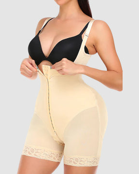 Mid-Thigh Bauchkontrolle Po-Lifting Reißverschluss Ganzkörper Shapewear Body