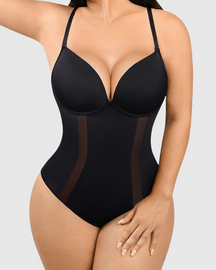 Nahtloser Einteiliger Tanga Bauchweg Bodysuit mit BH