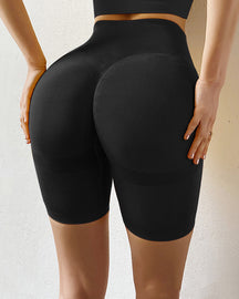 Damen Hohe Taille Bauchweg Leggings Stretch Scrunch-Po Fitness Yoga Shorts