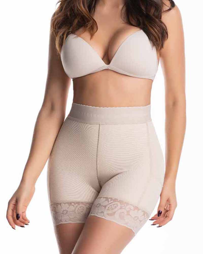 Nahtlose Body Shaper Shorts mit hoher Taille und Po-Lifter-Spitze