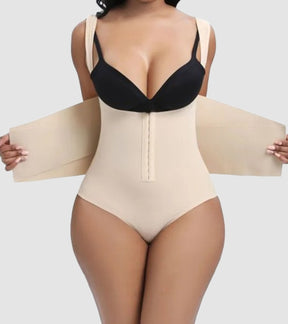 Damen Tiefem Rücken Bauchweg Tanga Bodysuit Shapewear mit  Verstärktem Gürtel