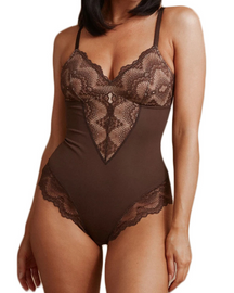 Shapshe Modellierende Einteilige Spitzen Shapewear Bodys