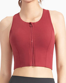 Hoher Wirkung Reißverschluss Vorne Tank Top Racerback Bügellose Yoga Sport BHs