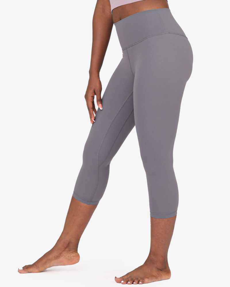 Nackte verkürzte Yoga Leggings mit hoher Taille und Hüfthöhe