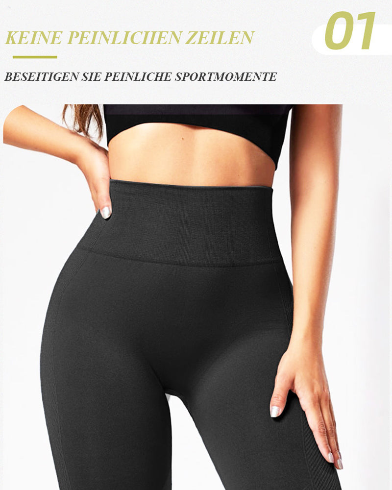 Nahtlose Gestreifte Hoher Taille Po-Lifting Leggings Sport Scrunch Elastische Yoga Hose