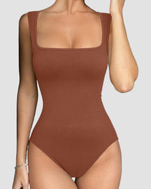 Damen Nahtloser Bodysuit Quadratischem Ausschnitt Ärmellose Tanktops Shapewear