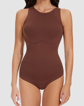 Nahtloses Racerback Top Bauchweg Rundhalsausschnitt Bodysuit