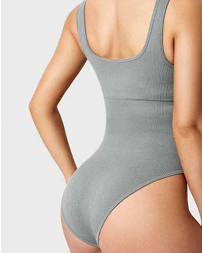 Damen Shapewear Bodys Sexy gerippte ärmellose Tanktops mit quadratischem Ausschnitt