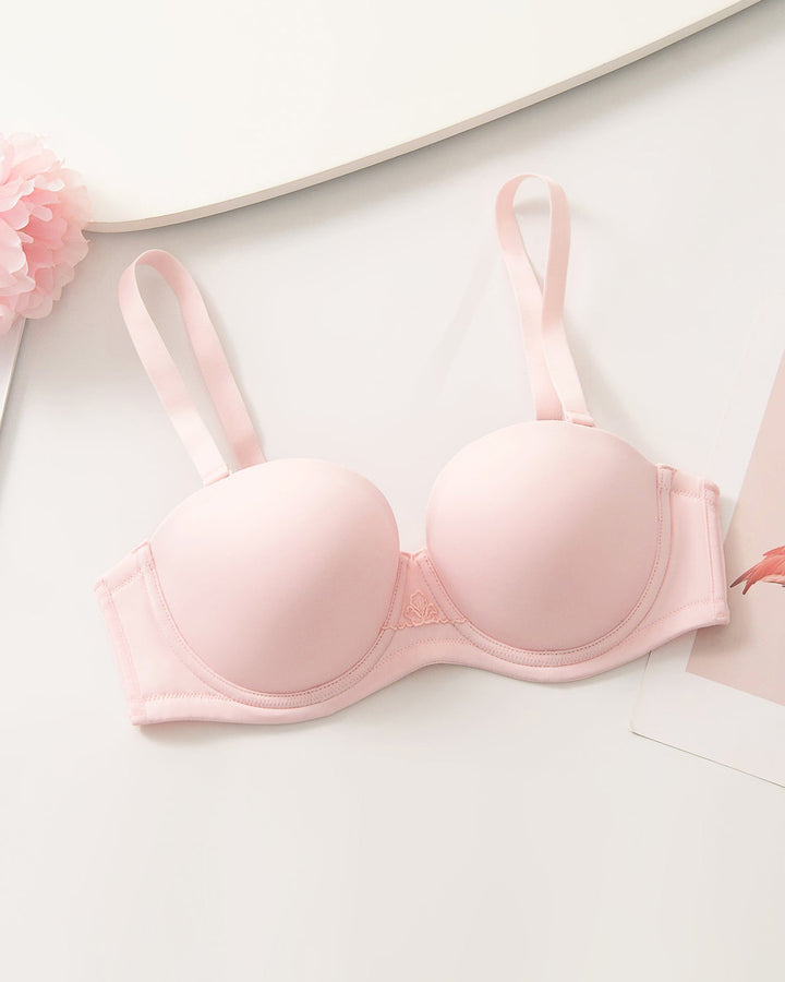 Rosa Trägerloser Push up Bügel BH Multiway Contour Große Größen