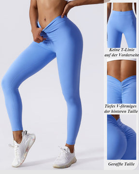 Formende Po-Lifting Leggings Yoga Hose mit V-Rückenfalten