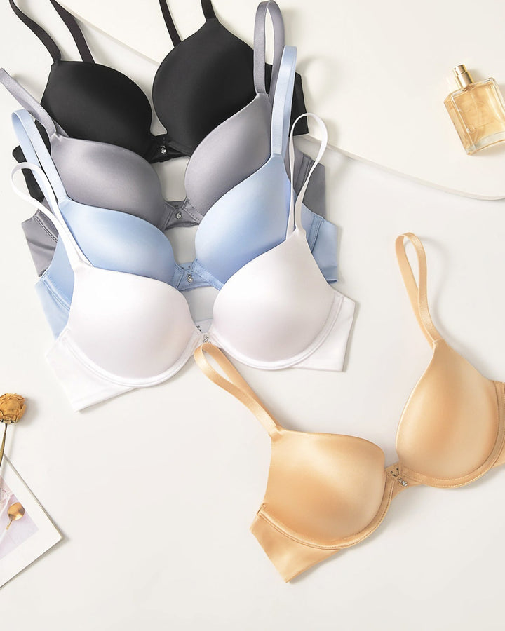 Shapshe® Nackt Schwarz Leicht Gepolsterter Push up BH mit Tiefem Ausschnitt Für Jeden Tag