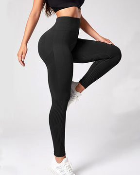 Nahtlose Gestreifte Hoher Taille Po-Lifting Leggings Sport Scrunch Elastische Yoga Hose