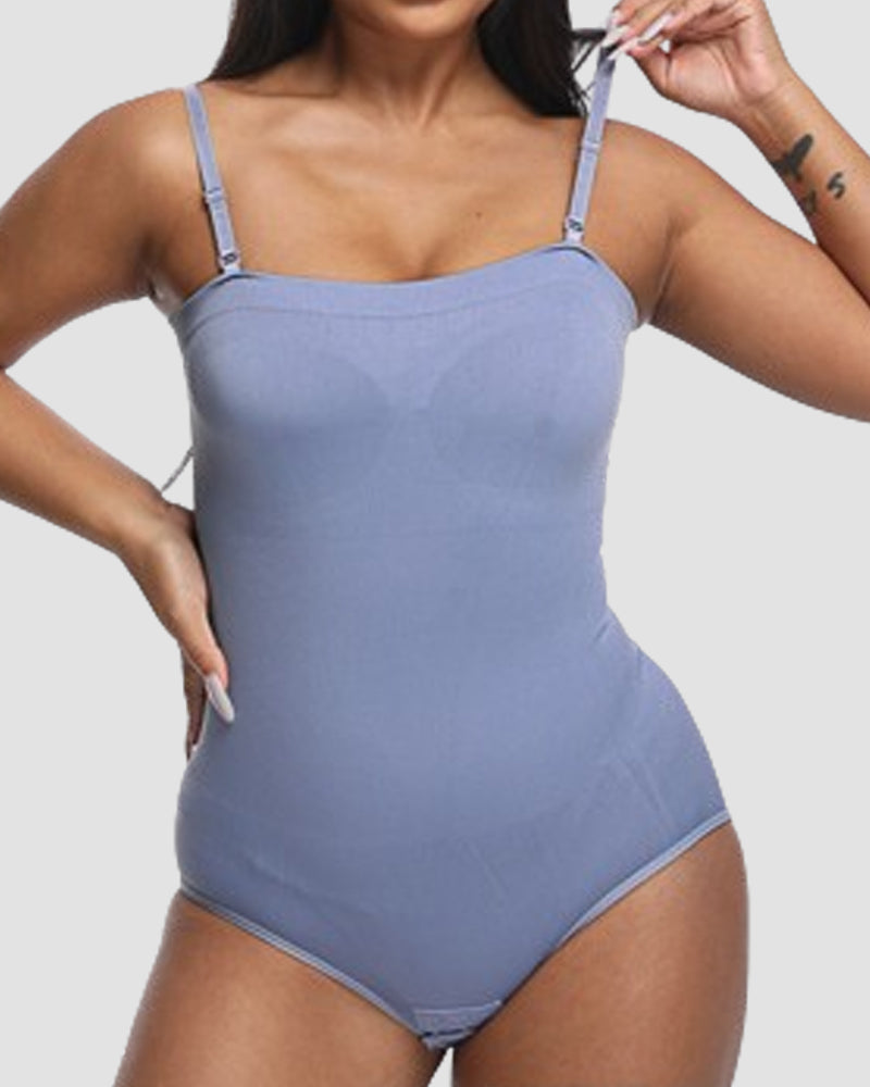 Damen Camisole Tube-Top Bauchweg Bodysuit mit abnehmbaren Schulterriemen