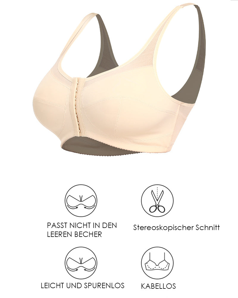 Damen Frontverschluss Sport BH Bügellose Push Up BH