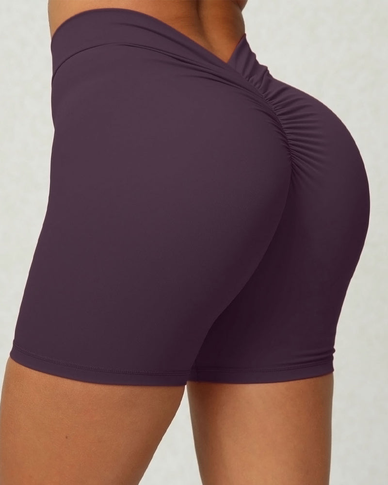 Tiefe V-förmige Rücken Taille Scrunch Butt Faltige Formende Shorts