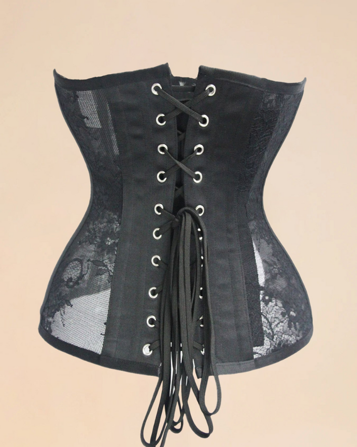 Vintage Schwarz Mesh Atmungsaktives Fishbone Taillenkorsett