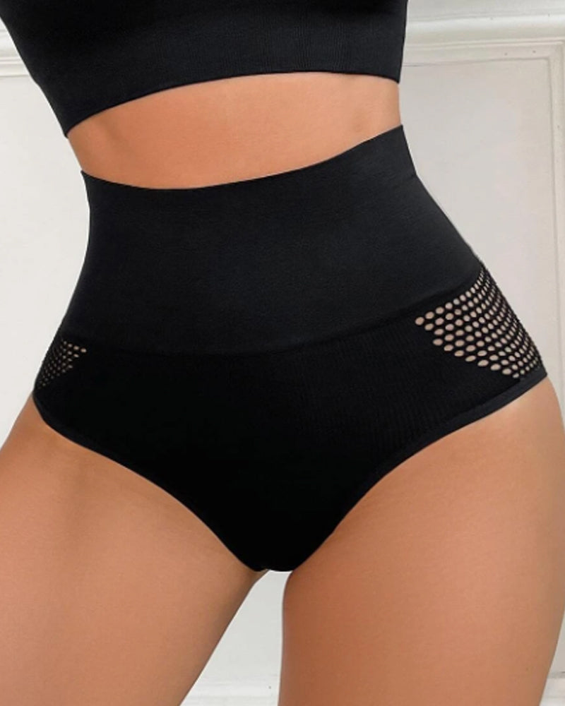 Damen Nahtloser Shapewear Slip mit hoher Taille Sexy Ausgehöhlter Unterwäsche