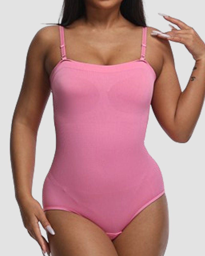 Damen Camisole Tube-Top Bauchweg Bodysuit mit abnehmbaren Schulterriemen