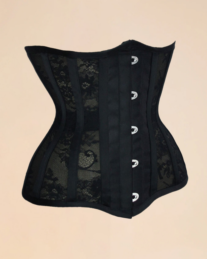 Vintage Schwarz Mesh Atmungsaktives Fishbone Taillenkorsett