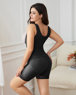 Schwarze Damen-Shapewear mit seitlichem Reißverschluss und Po-Lifter zur Bauchkontrolle