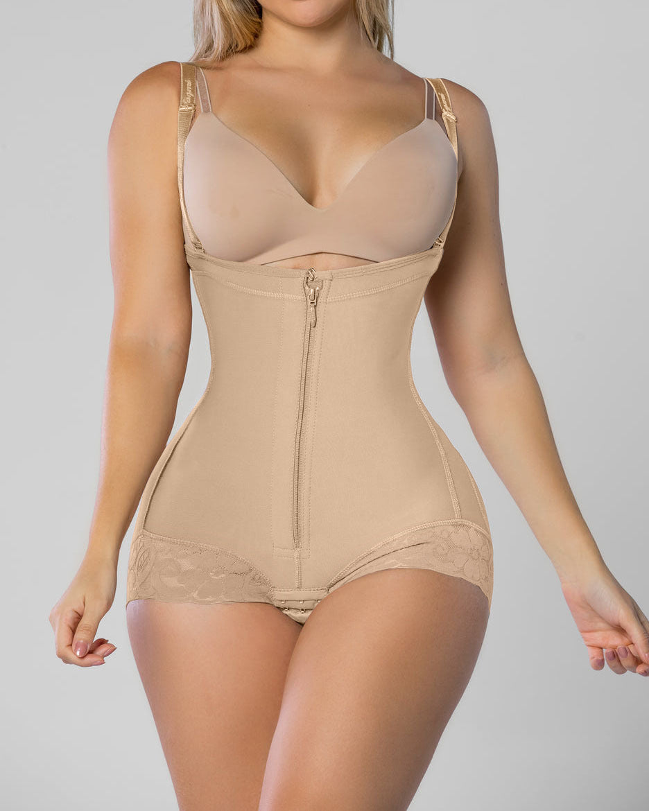 Bauchkontrolle Faja Body Korsett Shaper Offener Busen mit Reißverschluss