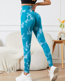 Nahtlose Batik Leggings für Damen Hohe Taille Bauchkontrolle Fitness Yoga Hose