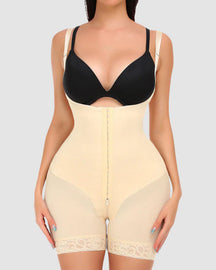 Mid-Thigh Bauchkontrolle Po-Lifting Reißverschluss Ganzkörper Shapewear Body