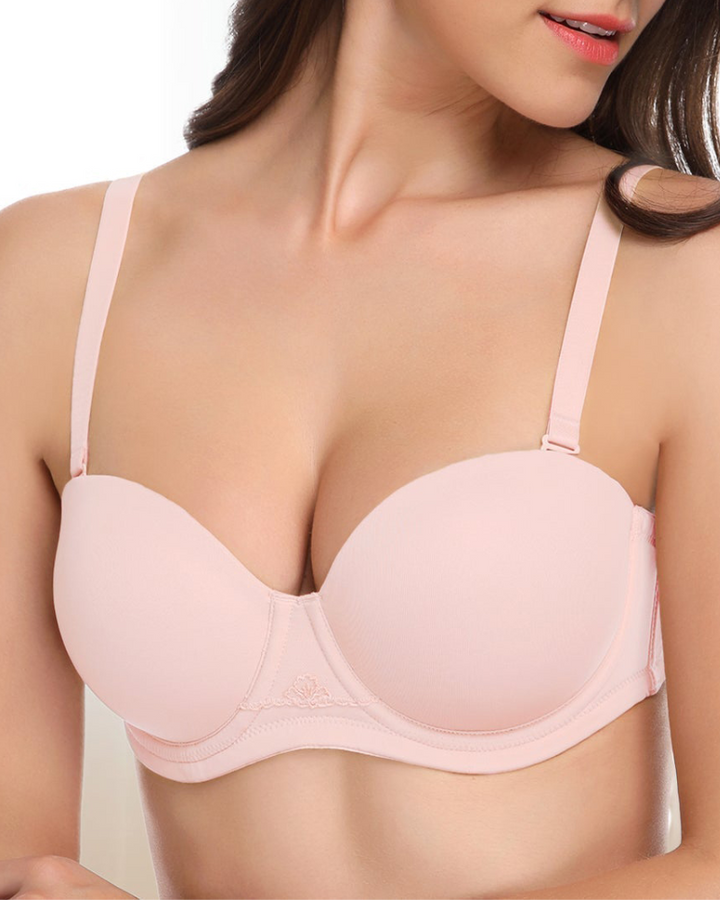 Rosa Trägerloser Push up Bügel BH Multiway Contour Große Größen