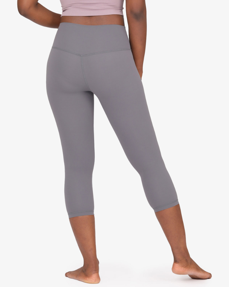 Nackte verkürzte Yoga Leggings mit hoher Taille und Hüfthöhe