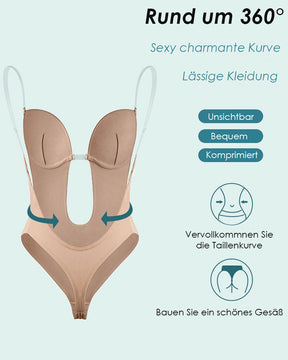 Shapewear für Damen Übergröße rückenfrei integrierter BH Körperformer nahtlos offener Schritt