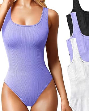 Damen Shapewear Bodys Sexy gerippte ärmellose Tanktops mit quadratischem Ausschnitt